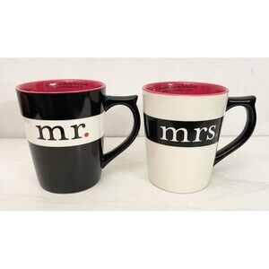 (2) Lot Mr & Mrs Coffee Mugs Set Dayspring Love Mugs Valentines Song Solomon 3:4